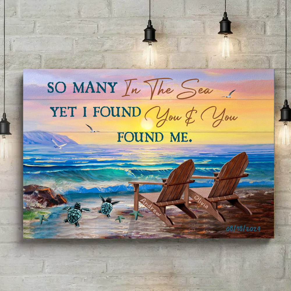 Custom Love Canvas – Sunset Beach Scene with Names
