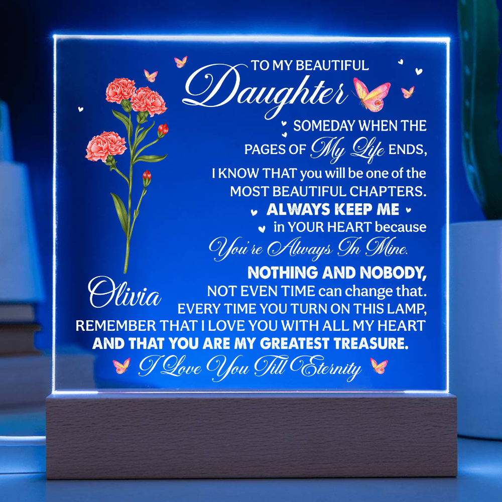 To My Beautiful Daughter - Birth Flower Acrylic Lamp
