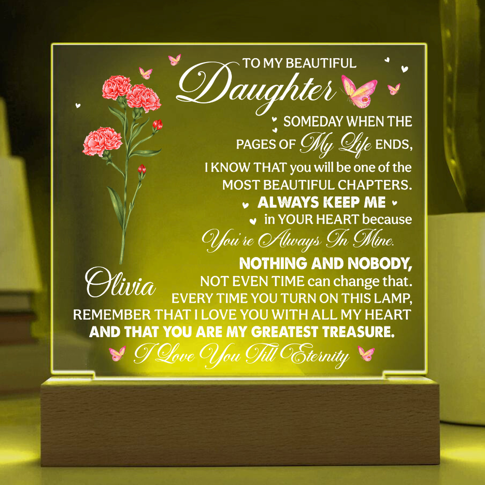 To My Beautiful Daughter - Birth Flower Acrylic Lamp