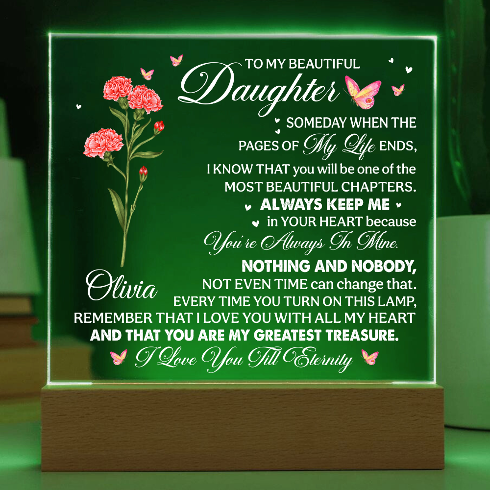 To My Beautiful Daughter - Birth Flower Acrylic Lamp