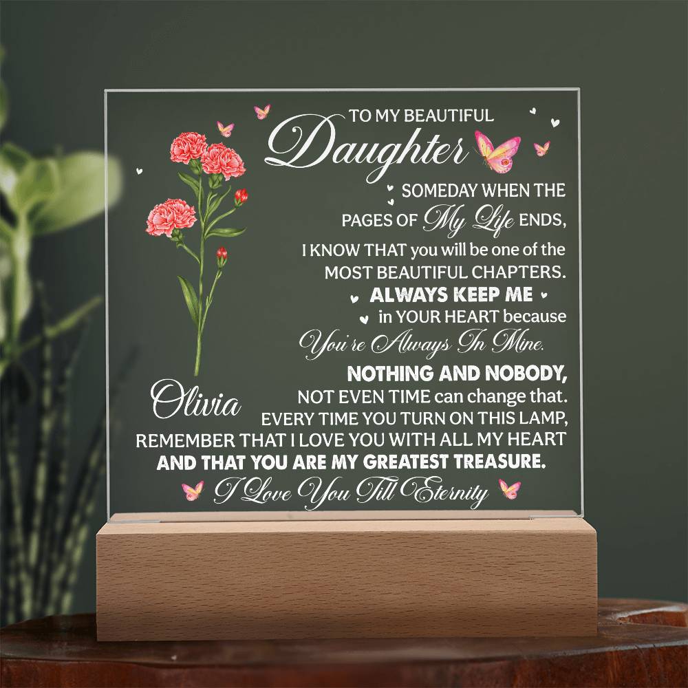 To My Beautiful Daughter - Birth Flower Acrylic Lamp