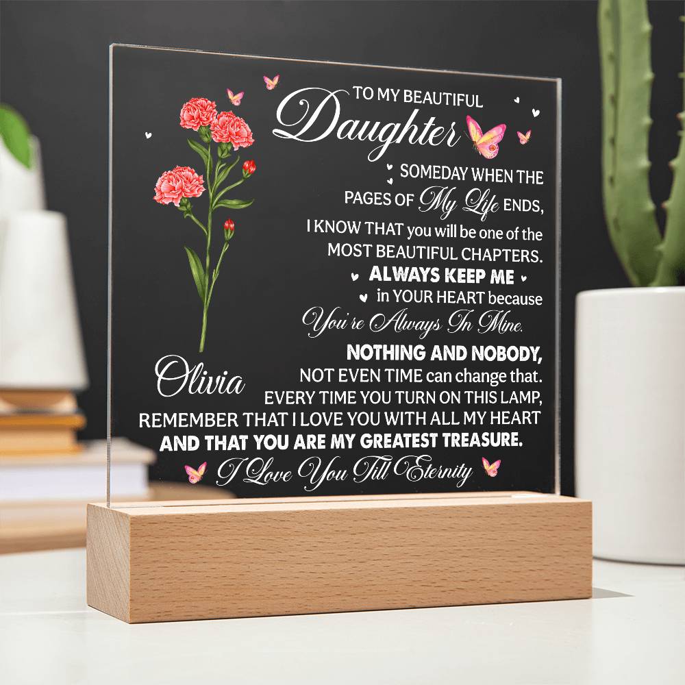 To My Beautiful Daughter - Birth Flower Acrylic Lamp