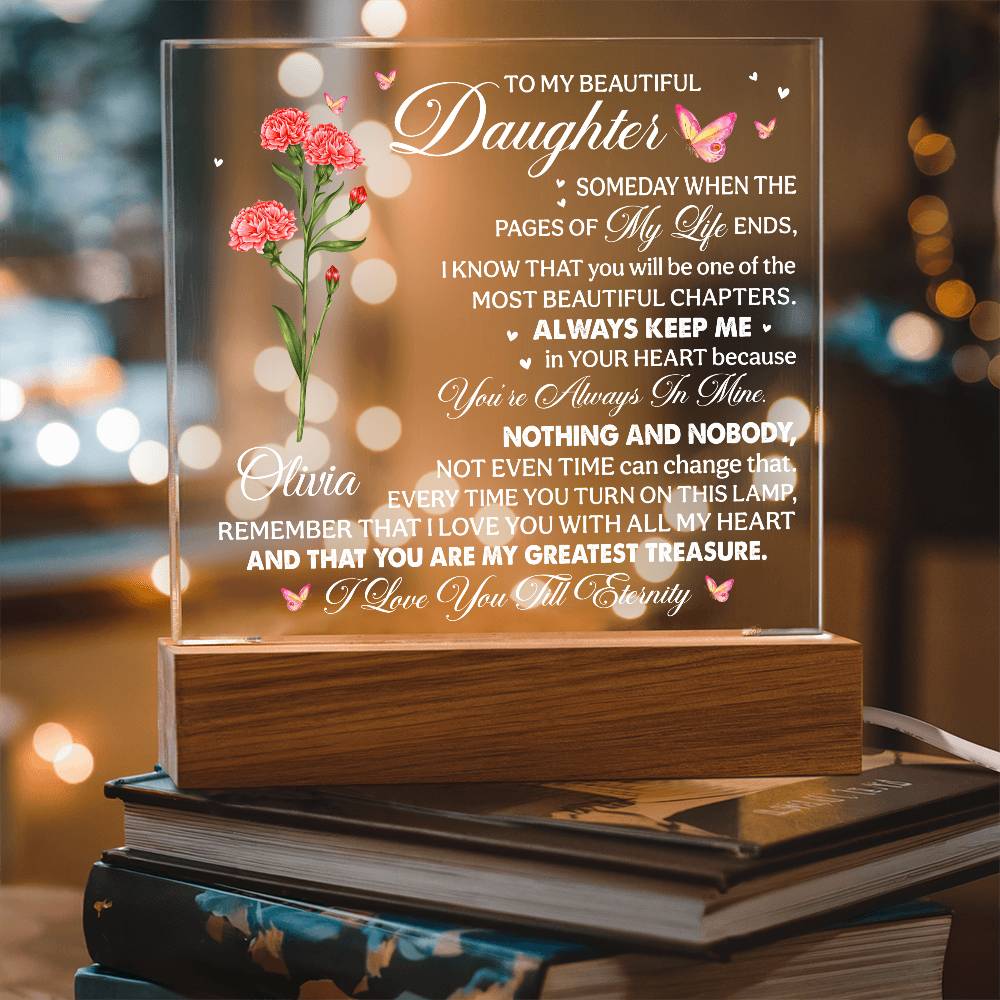To My Beautiful Daughter - Birth Flower Acrylic Lamp