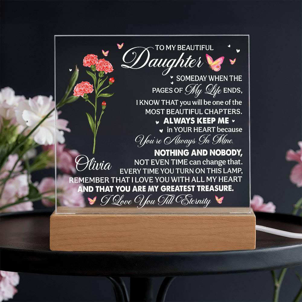 To My Beautiful Daughter - Birth Flower Acrylic Lamp