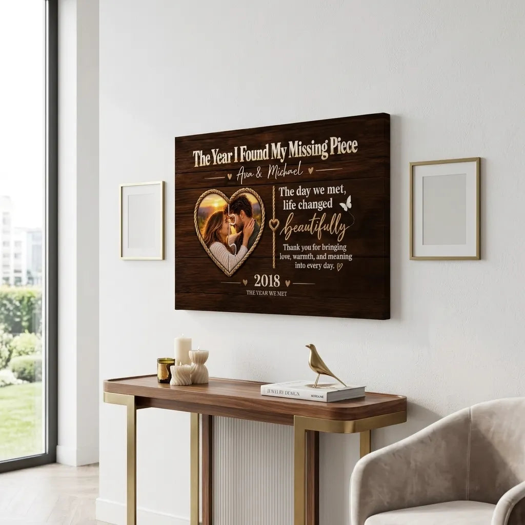 Personalized Couples Canvas Wall Art, Our Love Story Custom Photo Gift, Anniversary & Wedding Gift for Couples