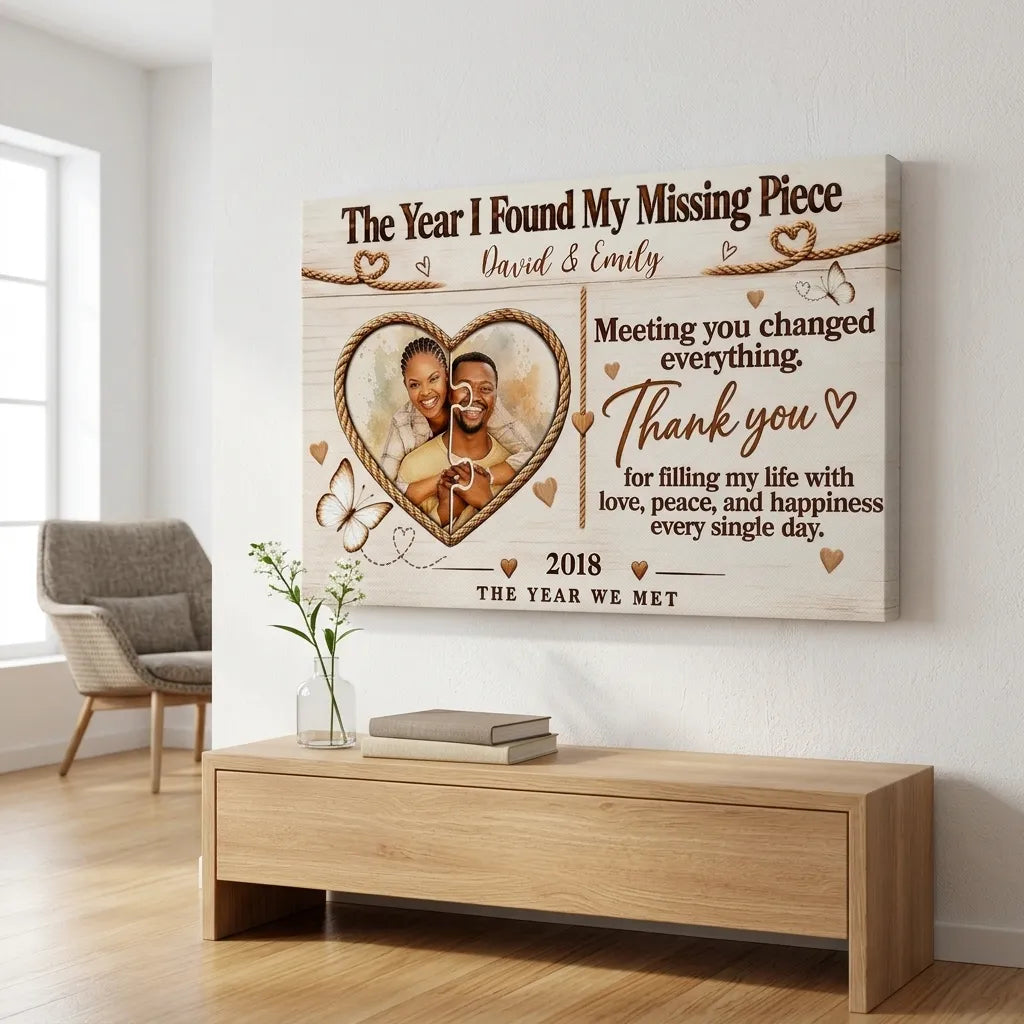 Rustic Couple Canvas with Personalized Names and Year