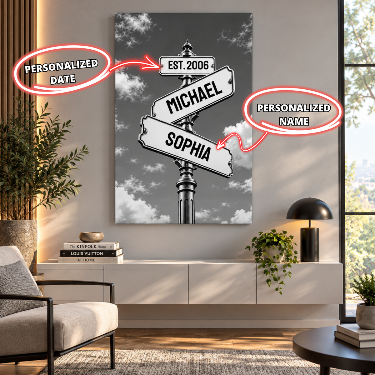 Personalized Couple Canvas, Custom Name & Date Wall Art, Romantic Anniversary Gift