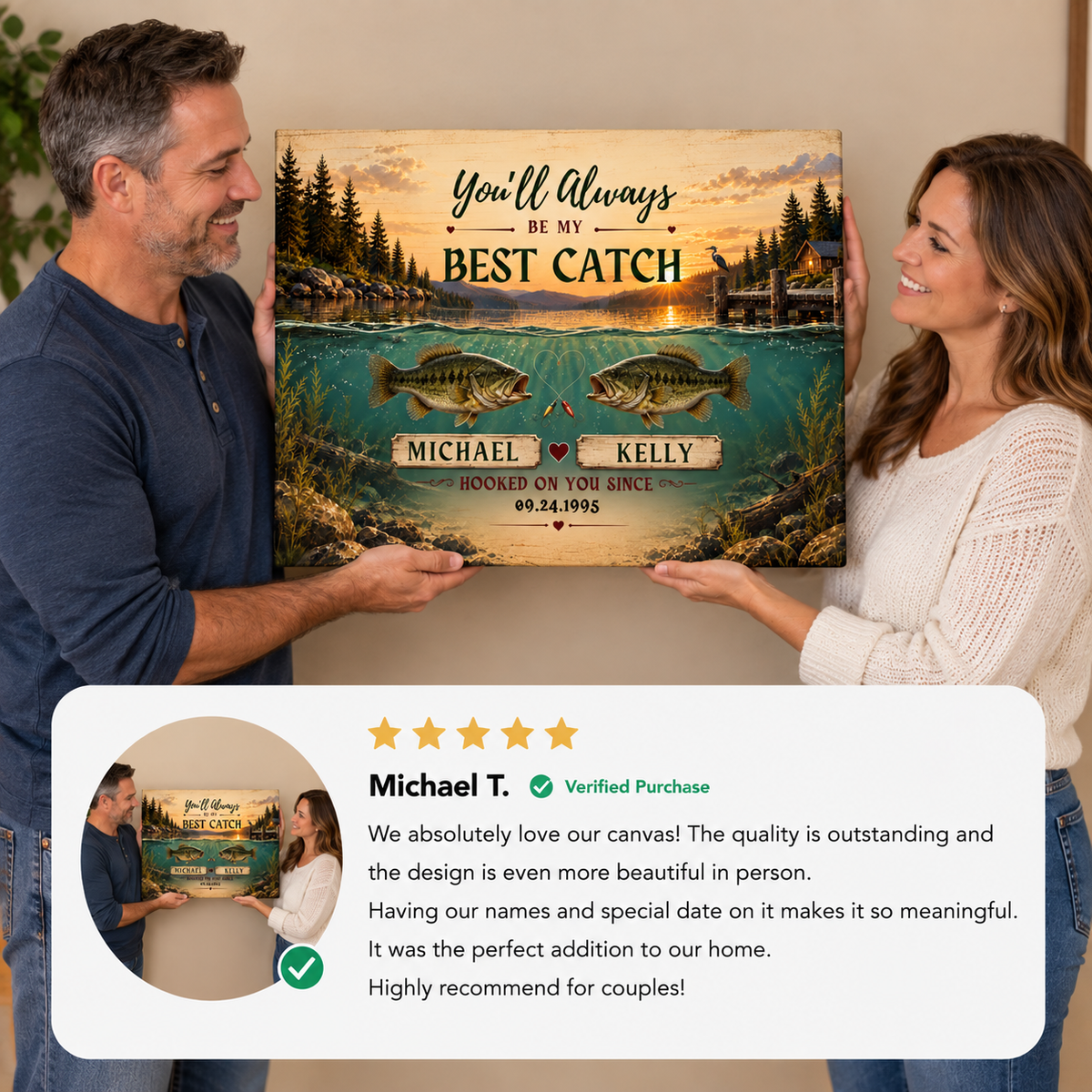 Romantic Fishing Couple Wall Art
