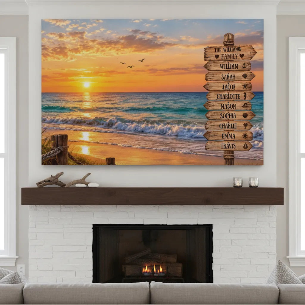 Personalized Coastal Family Wall Art