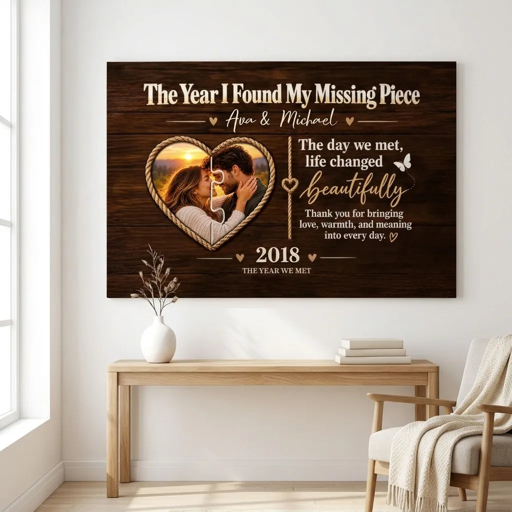 Personalized Couples Canvas Wall Art, Our Love Story Custom Photo Gift, Anniversary & Wedding Gift for Couples