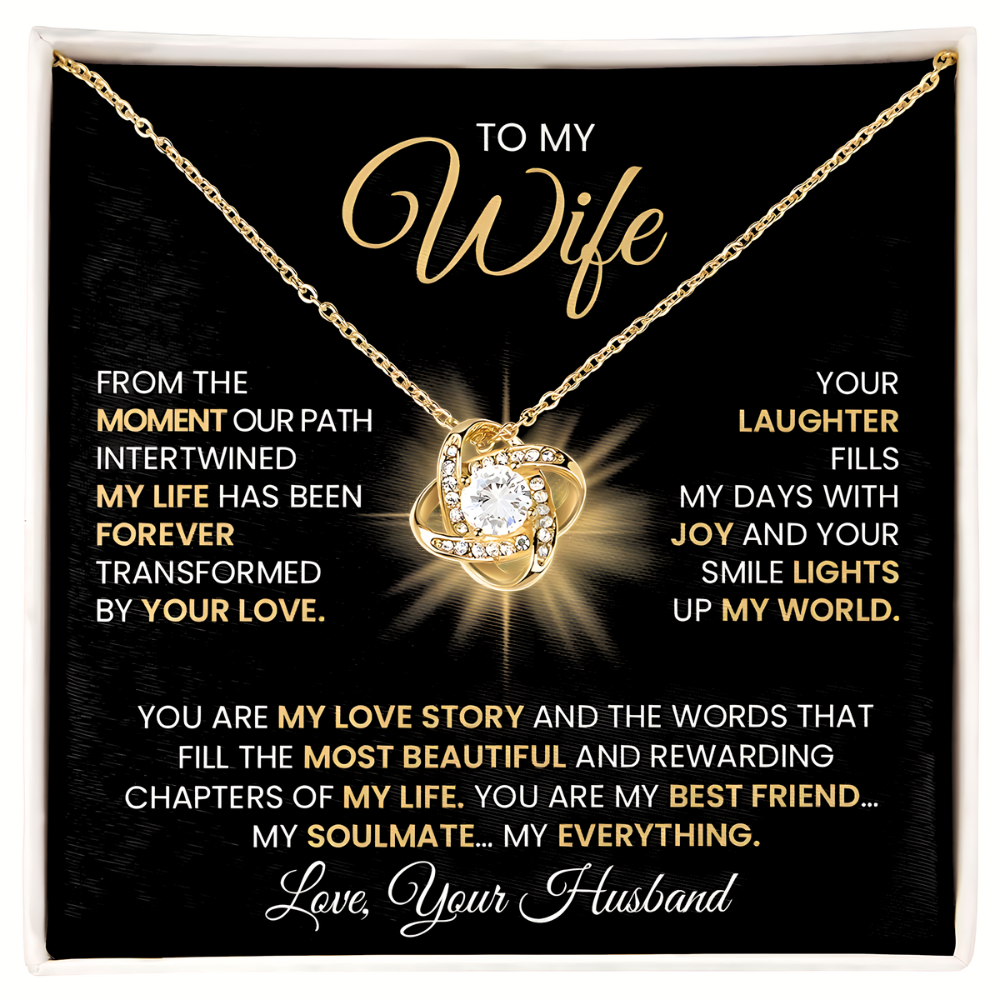 Gift for Wife "You Are My Love Story" Gold Knot Necklace