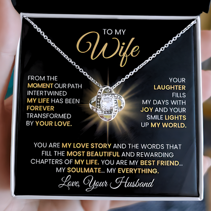 Gift for Wife "You Are My Love Story" Gold Knot Necklace