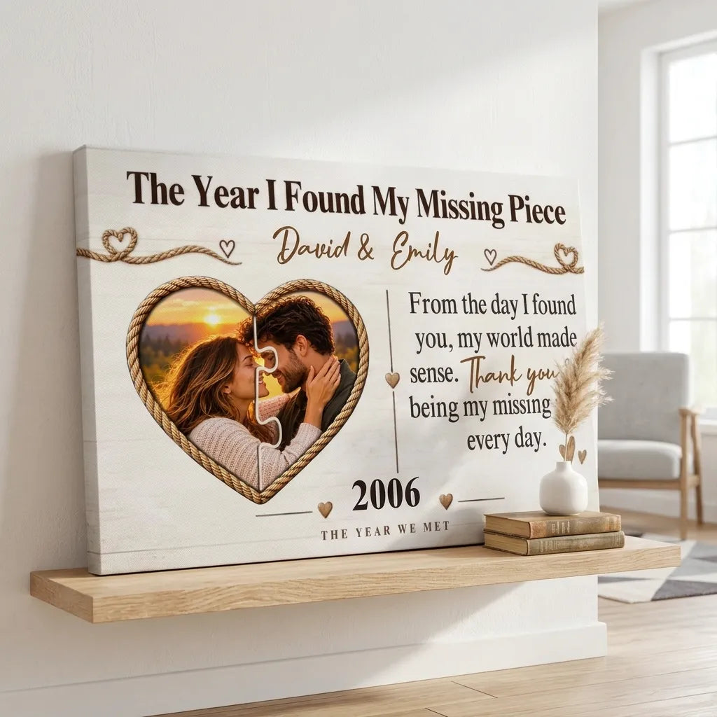 Romantic Couple Canvas with Names and Year