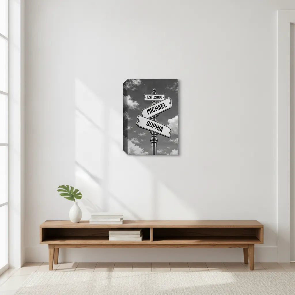 Personalized Couple Canvas, Custom Name & Date Wall Art, Romantic Anniversary Gift