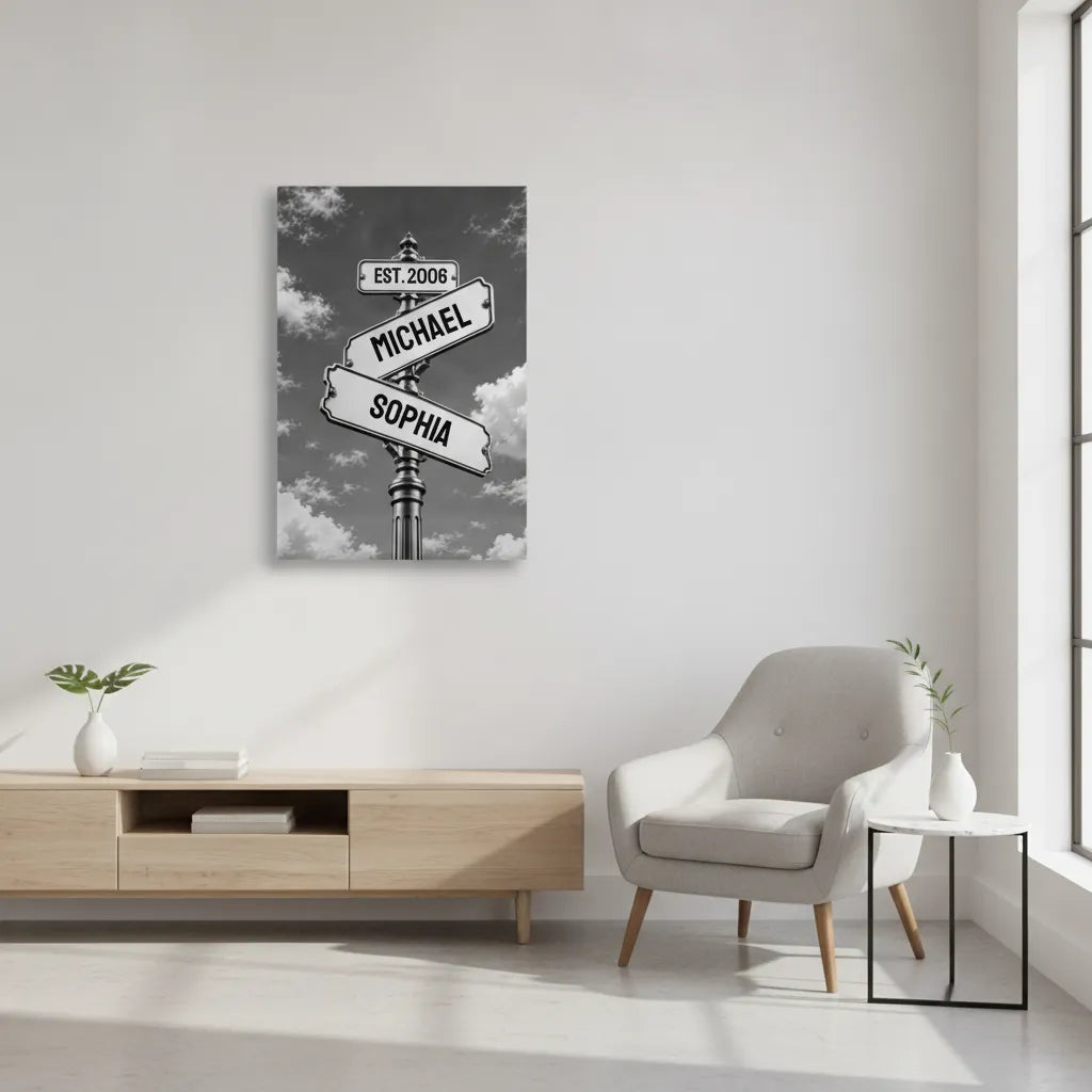 Personalized Couple Canvas, Custom Name & Date Wall Art, Romantic Anniversary Gift