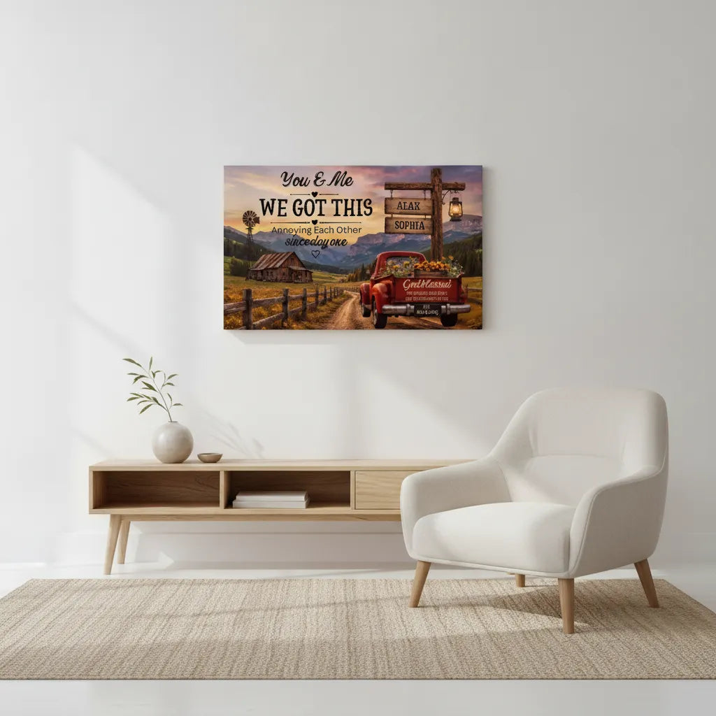 Rustic Farmhouse Couple Wall Art