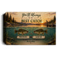 Personalized Fishing Couple Canvas | Custom Names & Date Best Catch Wall Art | Rustic Lake Anniversary Gift for Fishermen
