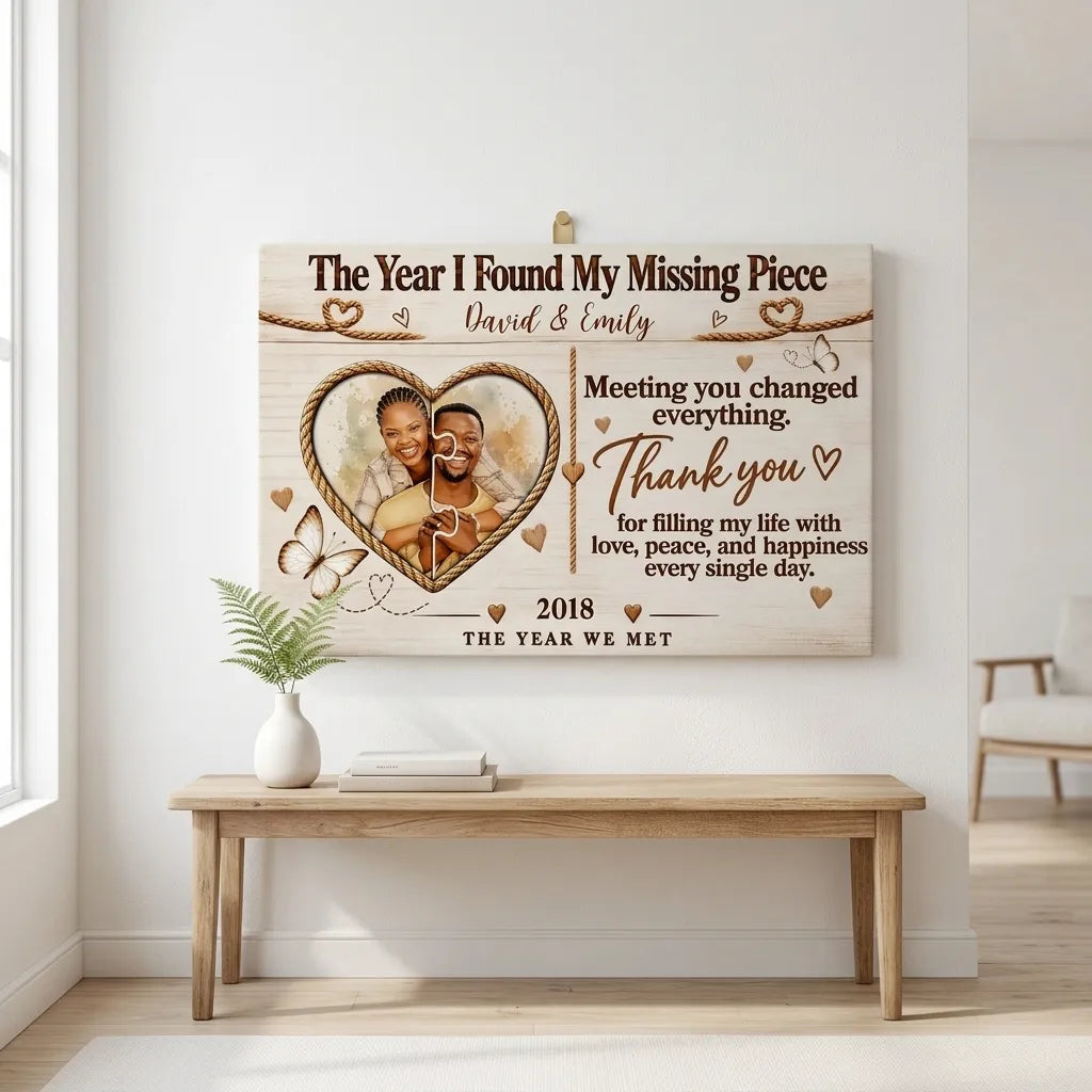 Rustic Couple Canvas with Personalized Names and Year