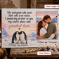 Penguin Couple Romantic Snowy Landscape Canvas