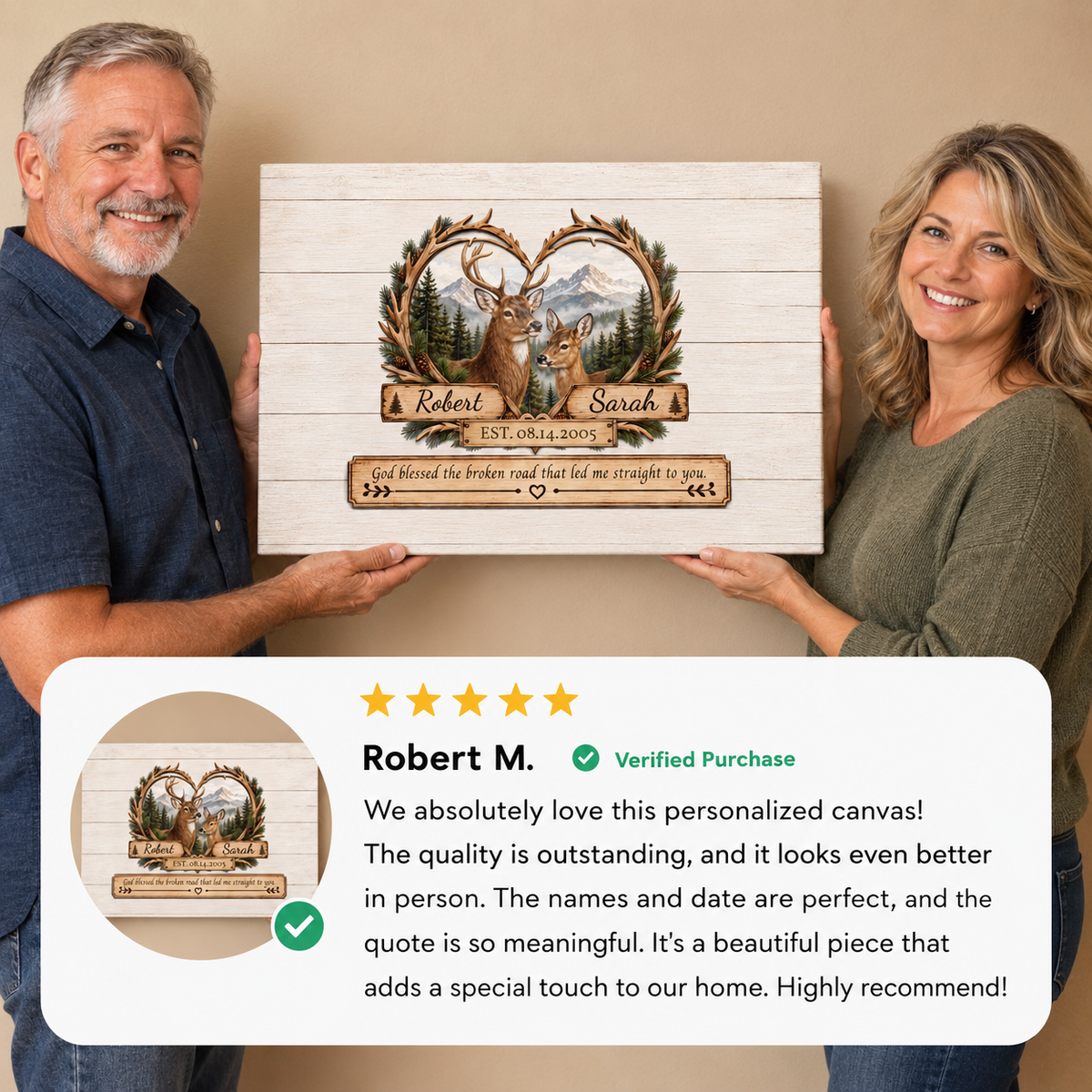 Personalized Husband Wife Deer Wall Art