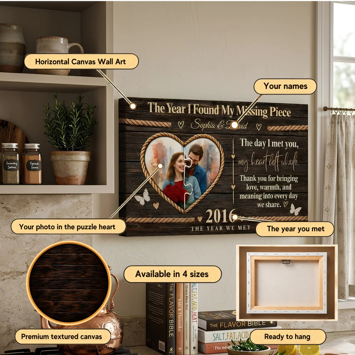Rustic Couple Canvas with Rope Heart Design