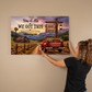 Personalized Couple Farmhouse Canvas | Custom Names Rustic Red Truck Wall Art | Romantic Country Anniversary Gift
