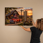 Personalized Family Farmhouse Canvas | Custom Family Name Sign with Wooden Name Boards & Vintage Red Truck | Rustic Country Wall Art