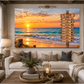 Personalized Family Beach Canvas | Custom Family Names Coastal Sunset Wall Art | Rustic Ocean Family Home Decor Gift