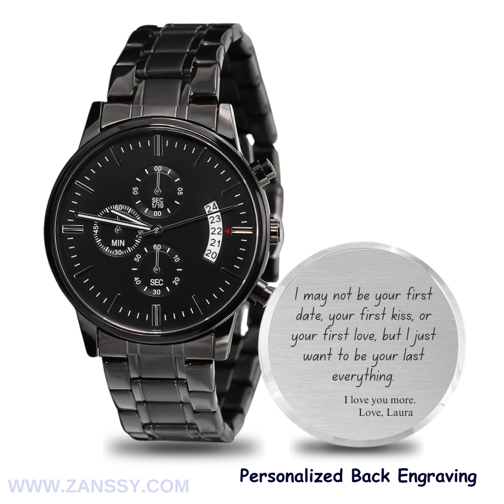 Personalized Black Chronograph Luxury Watch - Gift For Him - Anniversary/Birthday/Father's Day/Valentines