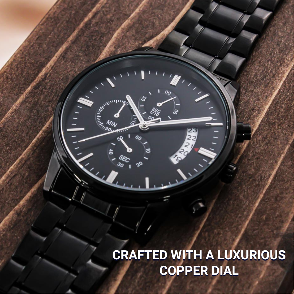 Personalized Black Chronograph Luxury Watch - Gift For Him - Anniversary/Birthday/Father's Day/Valentines