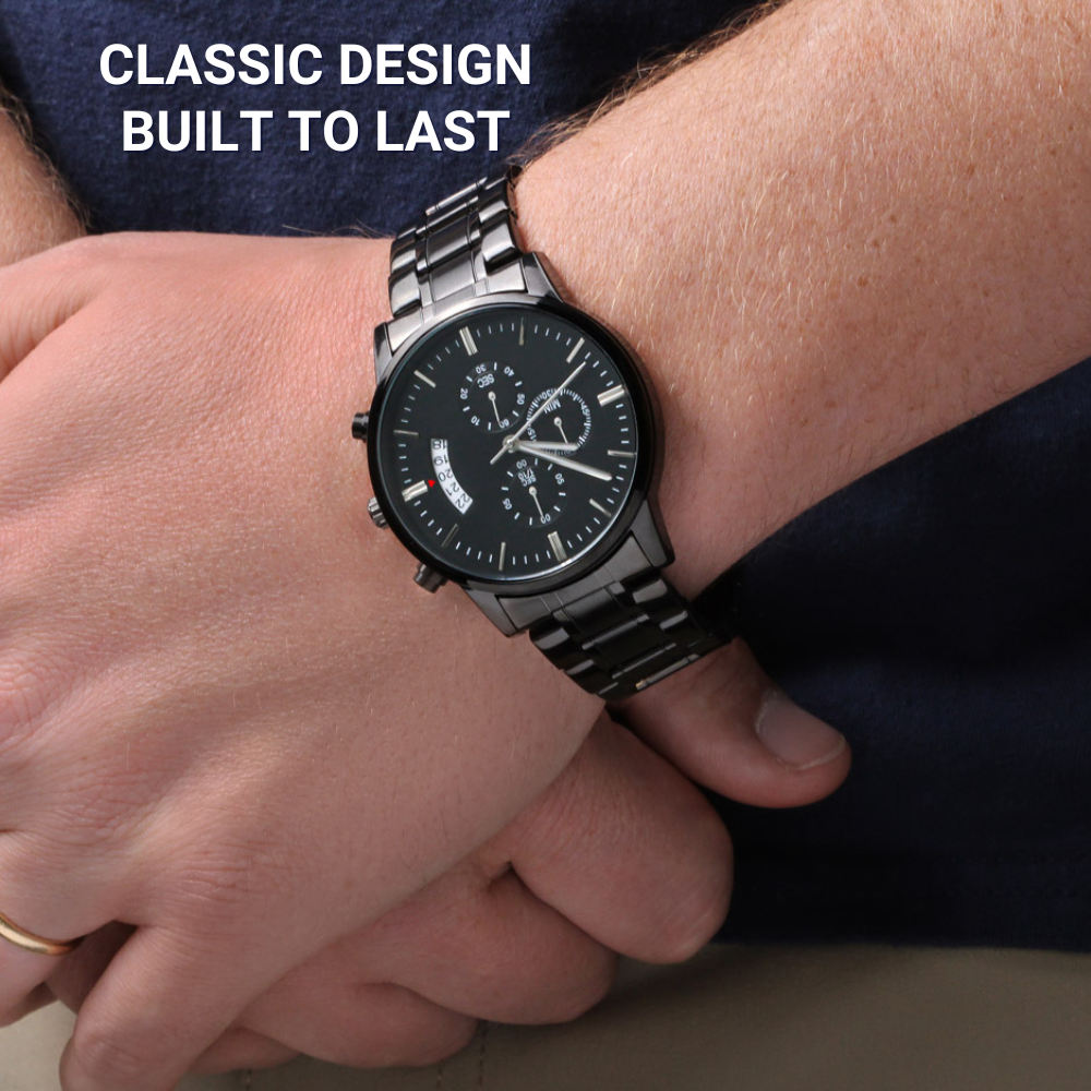 Personalized Black Chronograph Luxury Watch - Gift For Him - Anniversary/Birthday/Father's Day/Valentines