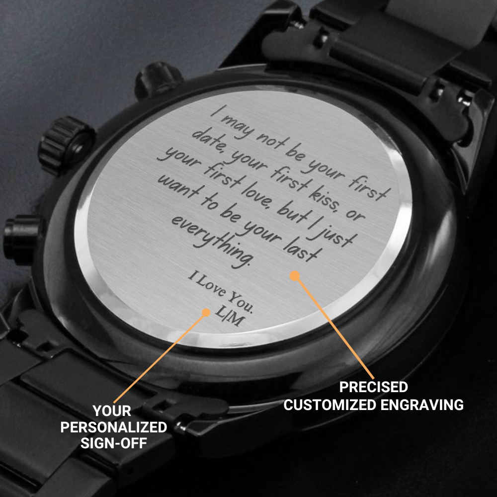 Personalized Black Chronograph Luxury Watch - Gift For Him - Anniversary/Birthday/Father's Day/Valentines