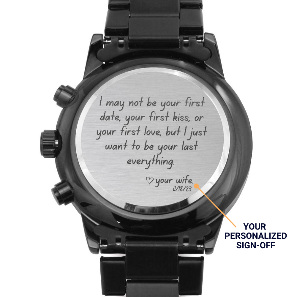 Personalized Black Chronograph Luxury Watch - Gift For Him - Anniversary/Birthday/Father's Day/Valentines