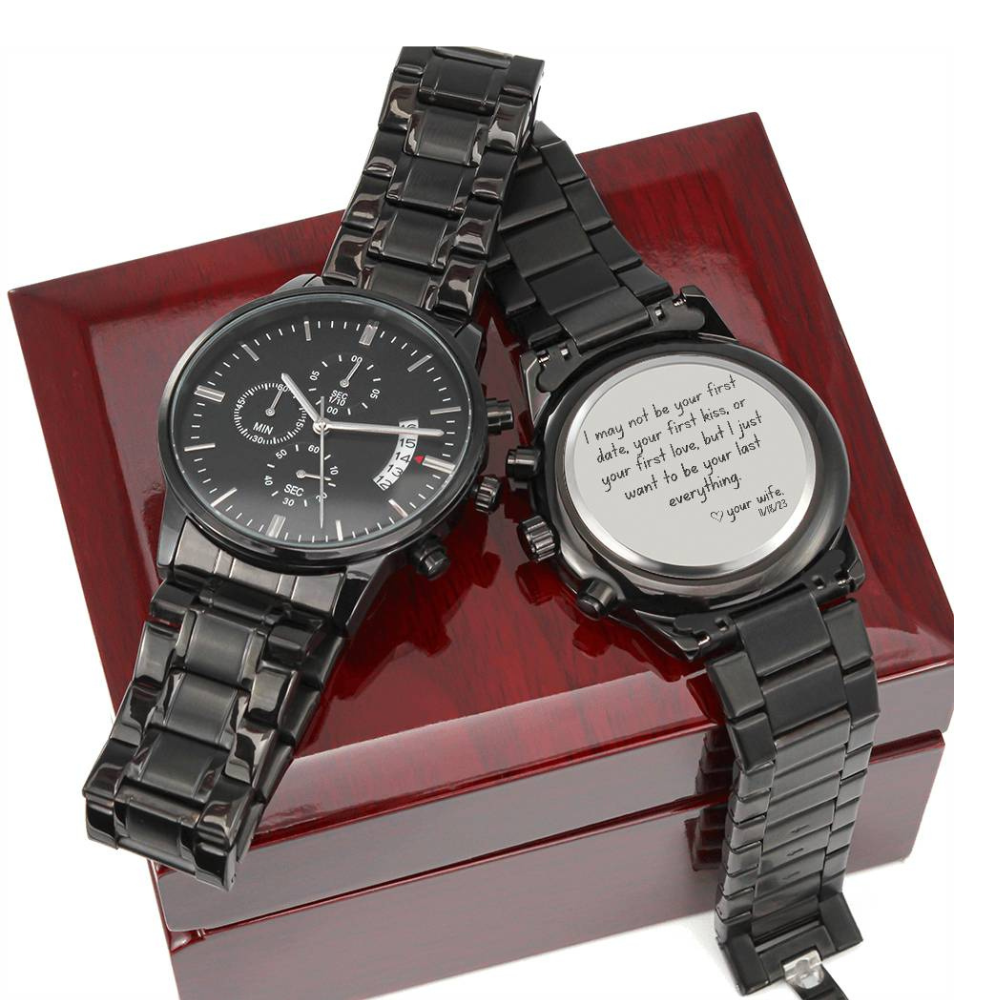 Personalized Black Chronograph Luxury Watch - Gift For Him - Anniversary/Birthday/Father's Day/Valentines