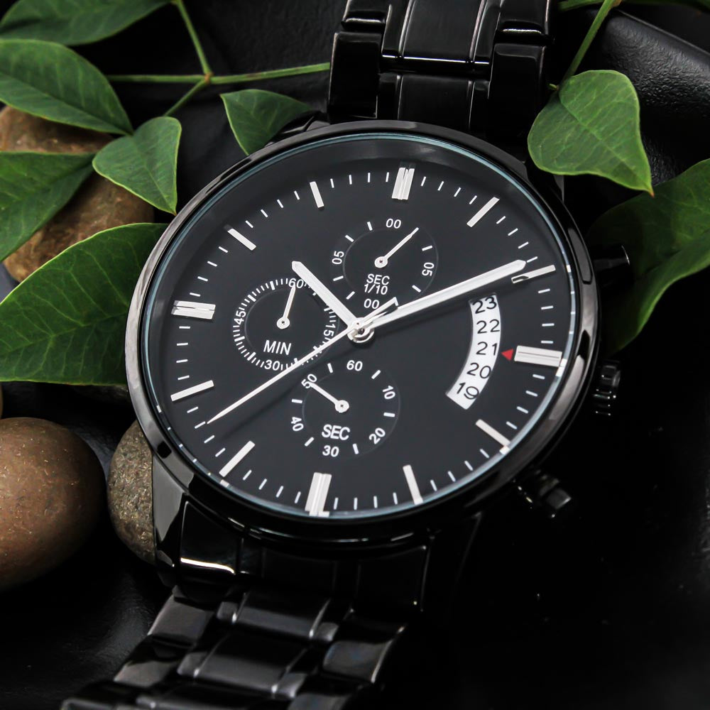 Personalized Black Chronograph Luxury Watch - Gift For Him - Anniversary/Birthday/Father's Day/Valentines