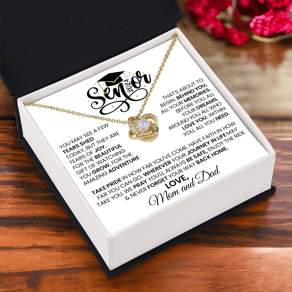 Graduation Gift for 2024 "You Make Me Proud" Love Knot Necklace