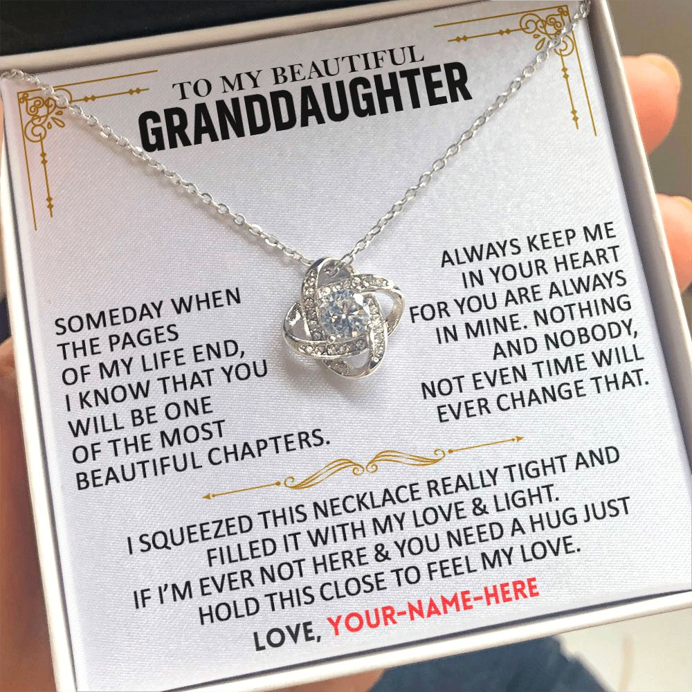 To My Beautiful Granddaughter - Personalized Love Knot Necklace Set D-005