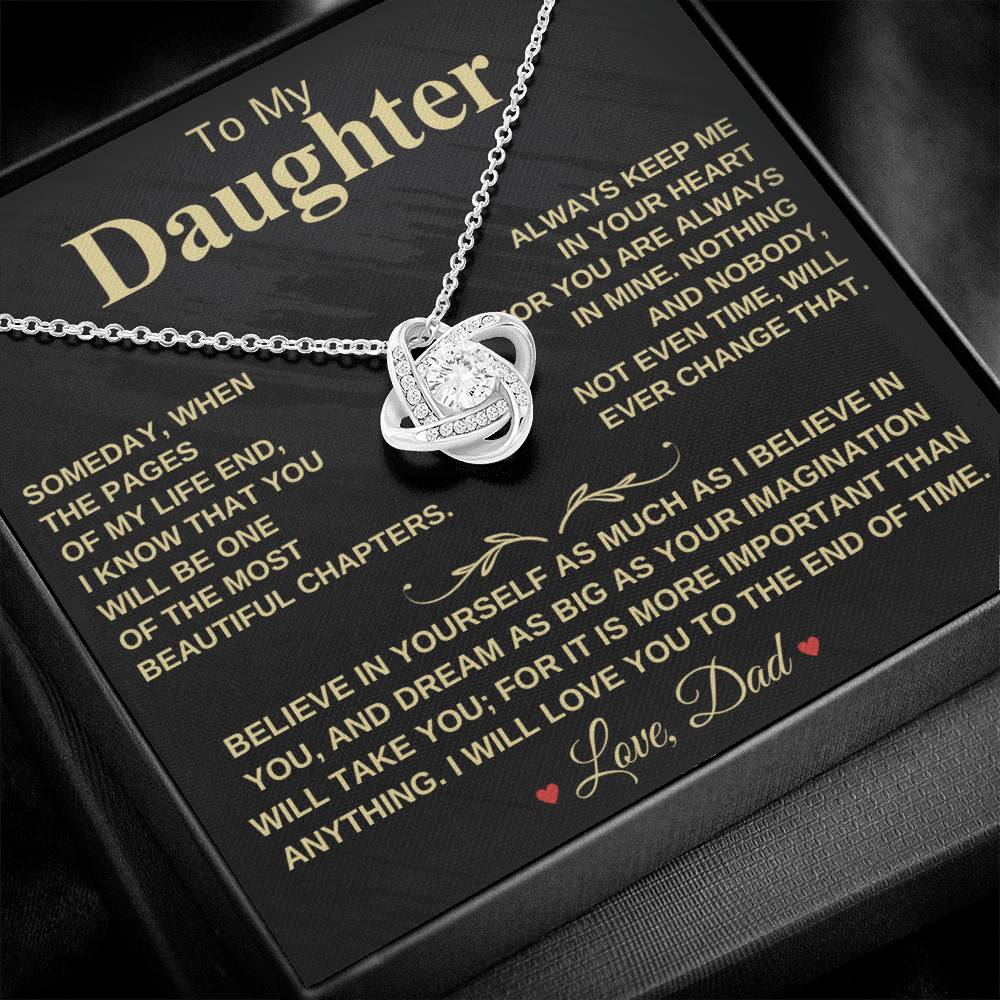 Beautiful Gift for Daughter From Dad "My Most Beautiful Chapter" - Love Knot Necklace