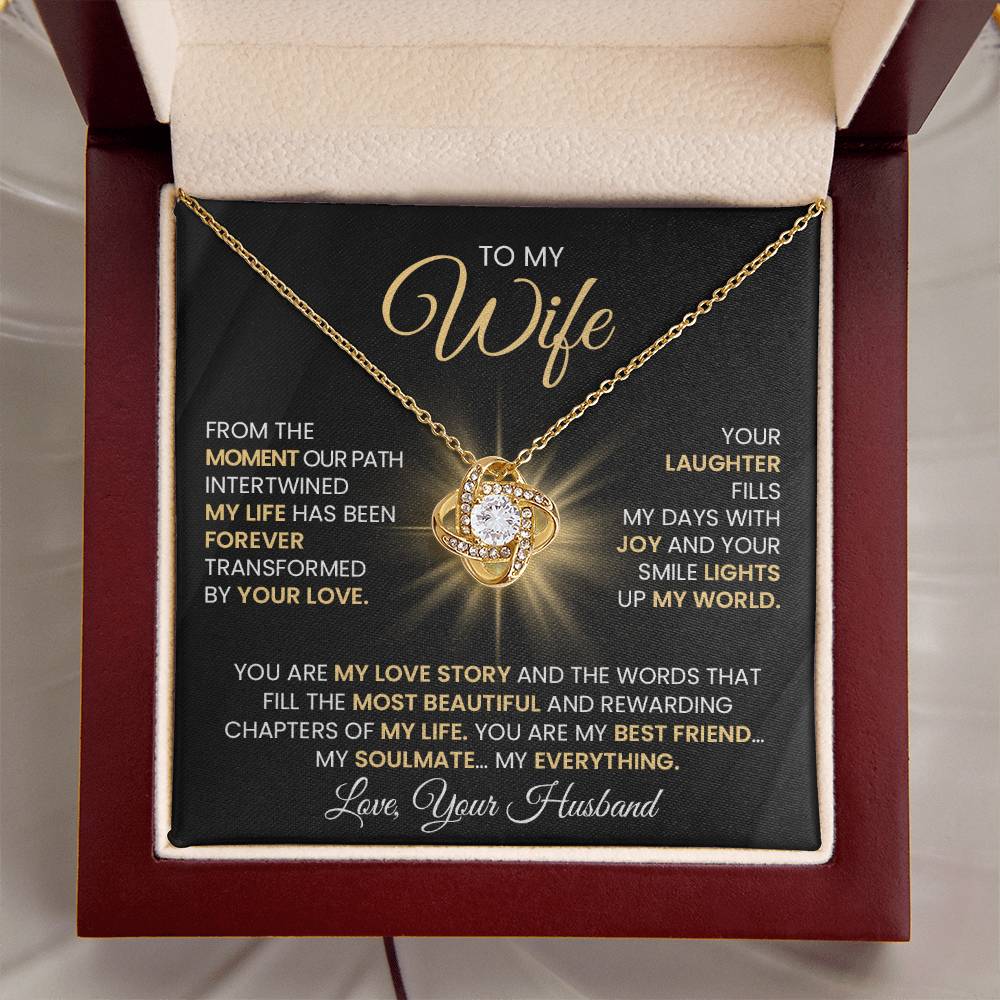 Gift for Wife "You Are My Love Story" Gold Knot Necklace