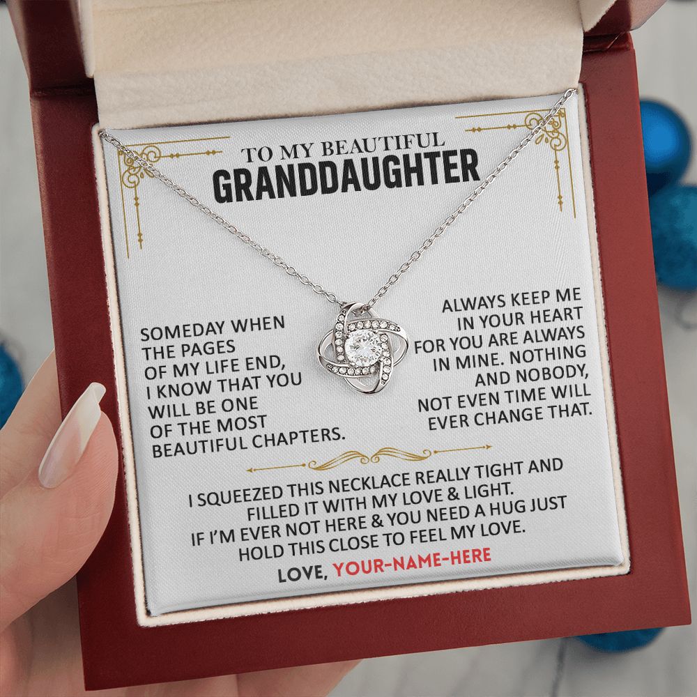 To My Beautiful Granddaughter - Personalized Love Knot Necklace Set D-005