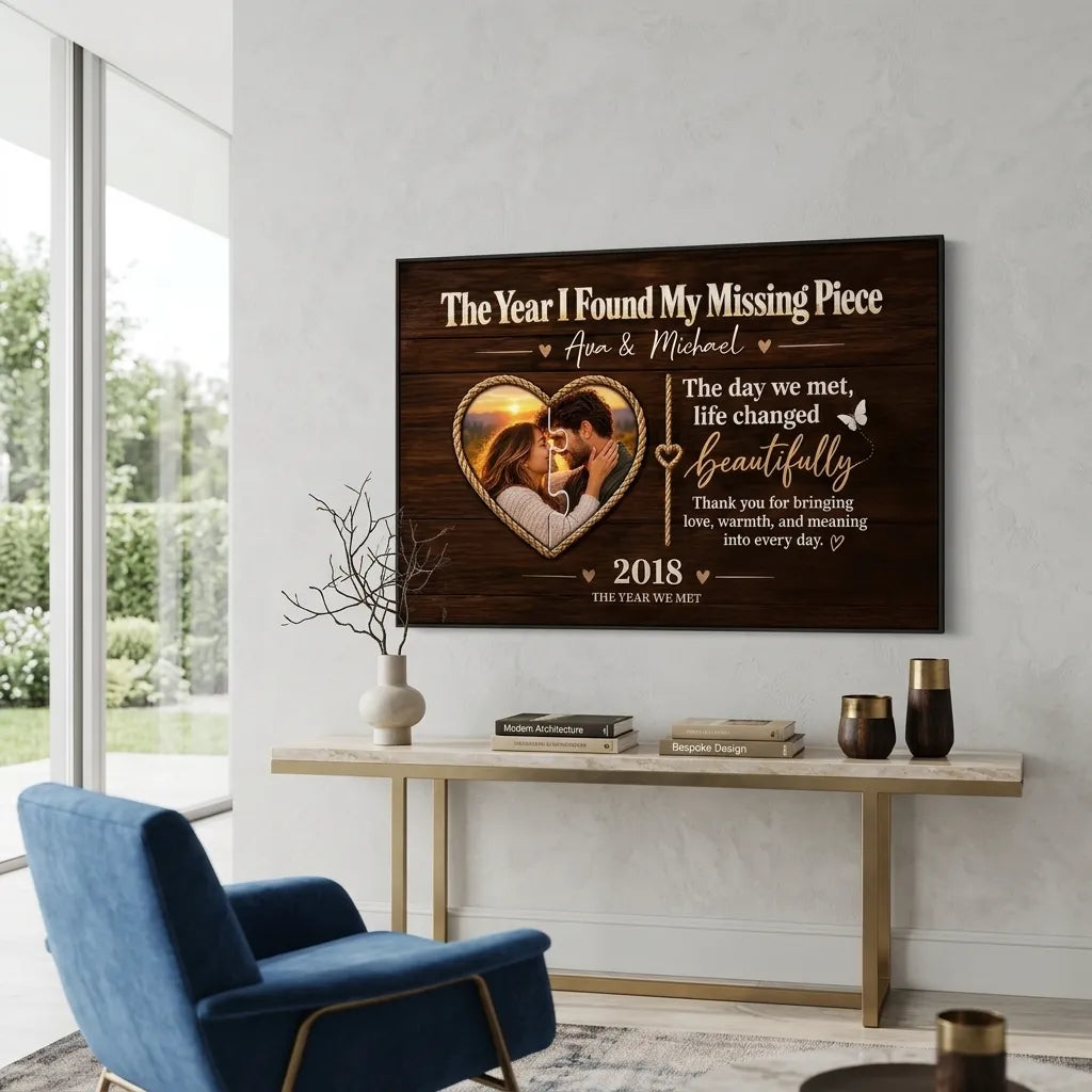 Personalized Couples Canvas Wall Art, Our Love Story Custom Photo Gift, Anniversary & Wedding Gift for Couples