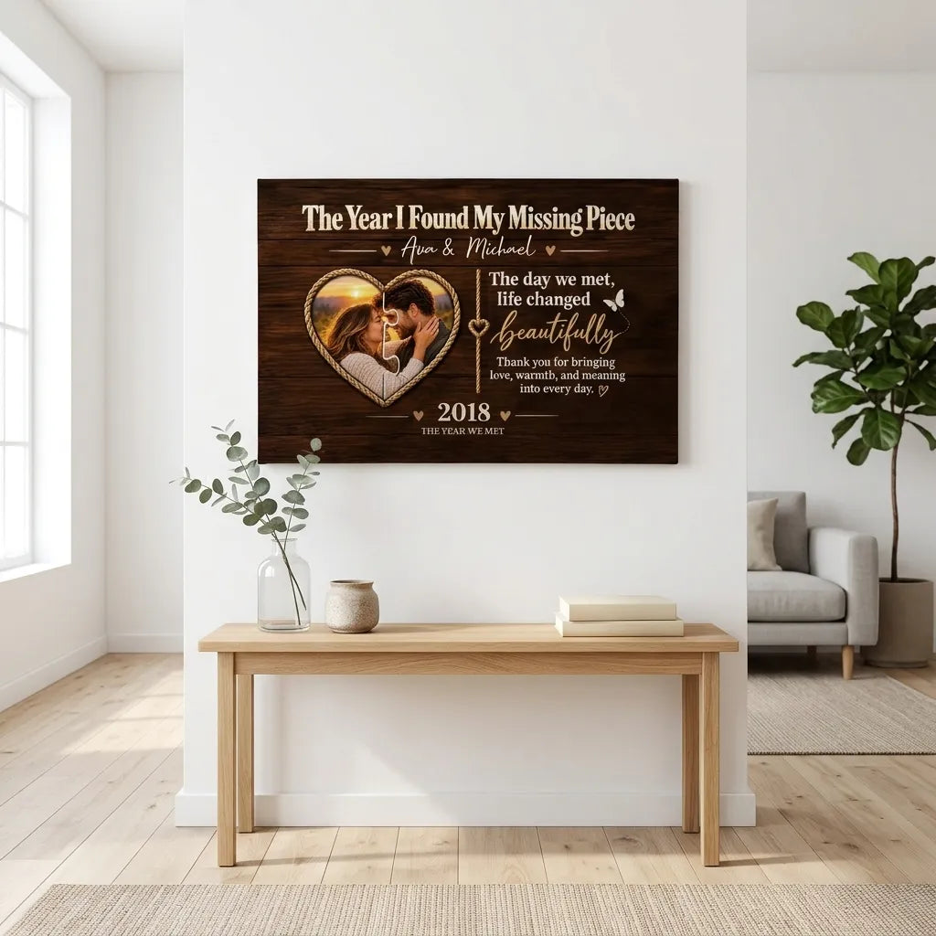 Rustic couple wall art with a heartfelt love message.