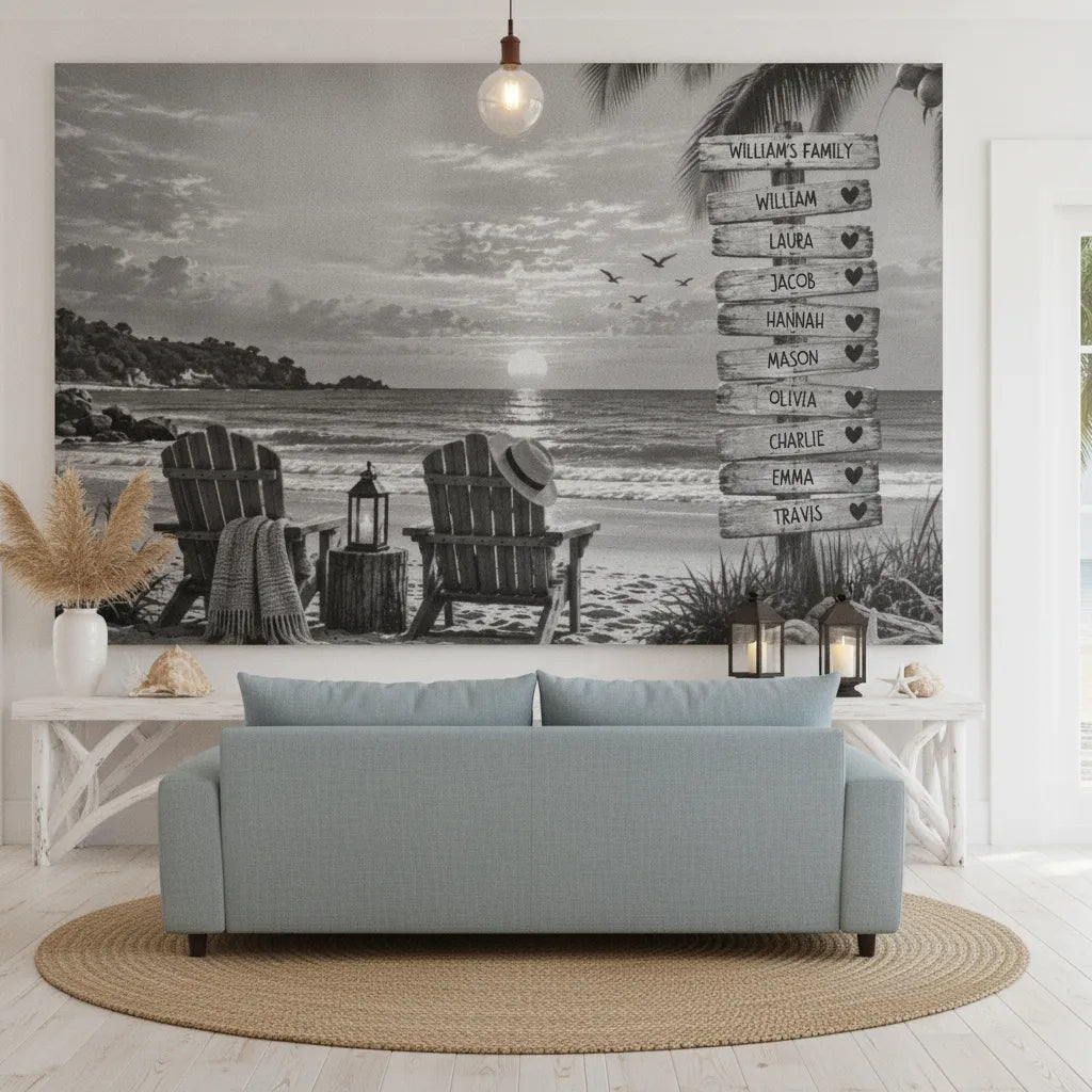 Personalized Family Sunset Beach Art
