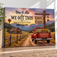 Personalized Couple Farmhouse Canvas | Rustic Red Truck Anniversary Gift