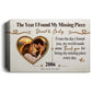 Personalized Missing Piece Couple Canvas, Custom Photo Anniversary Wall Art, Romantic Soulmate Gift with Names and Year