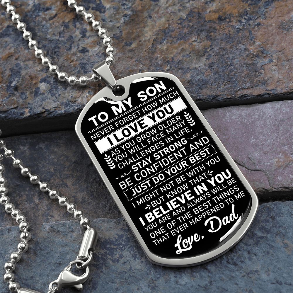 To My Son - Dog Tag Military Chain