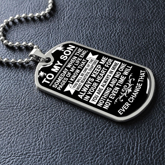 [ALMOST SOLD OUT] To My Son - Always Keep me in your heart - Dog Tag Necklace