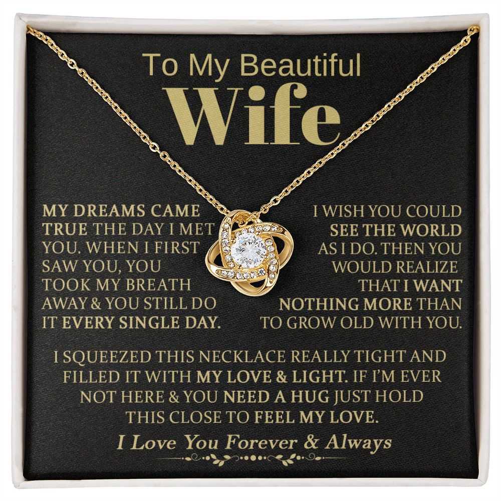 To My Beautiful Wife - Love Knot Necklace