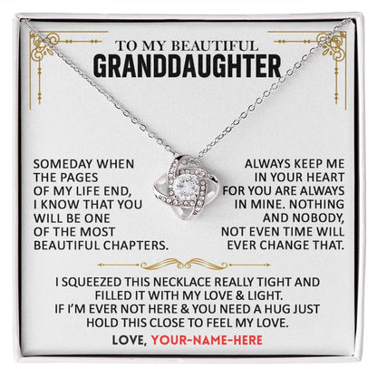 To My Beautiful Granddaughter - Personalized Love Knot Necklace Set D-003