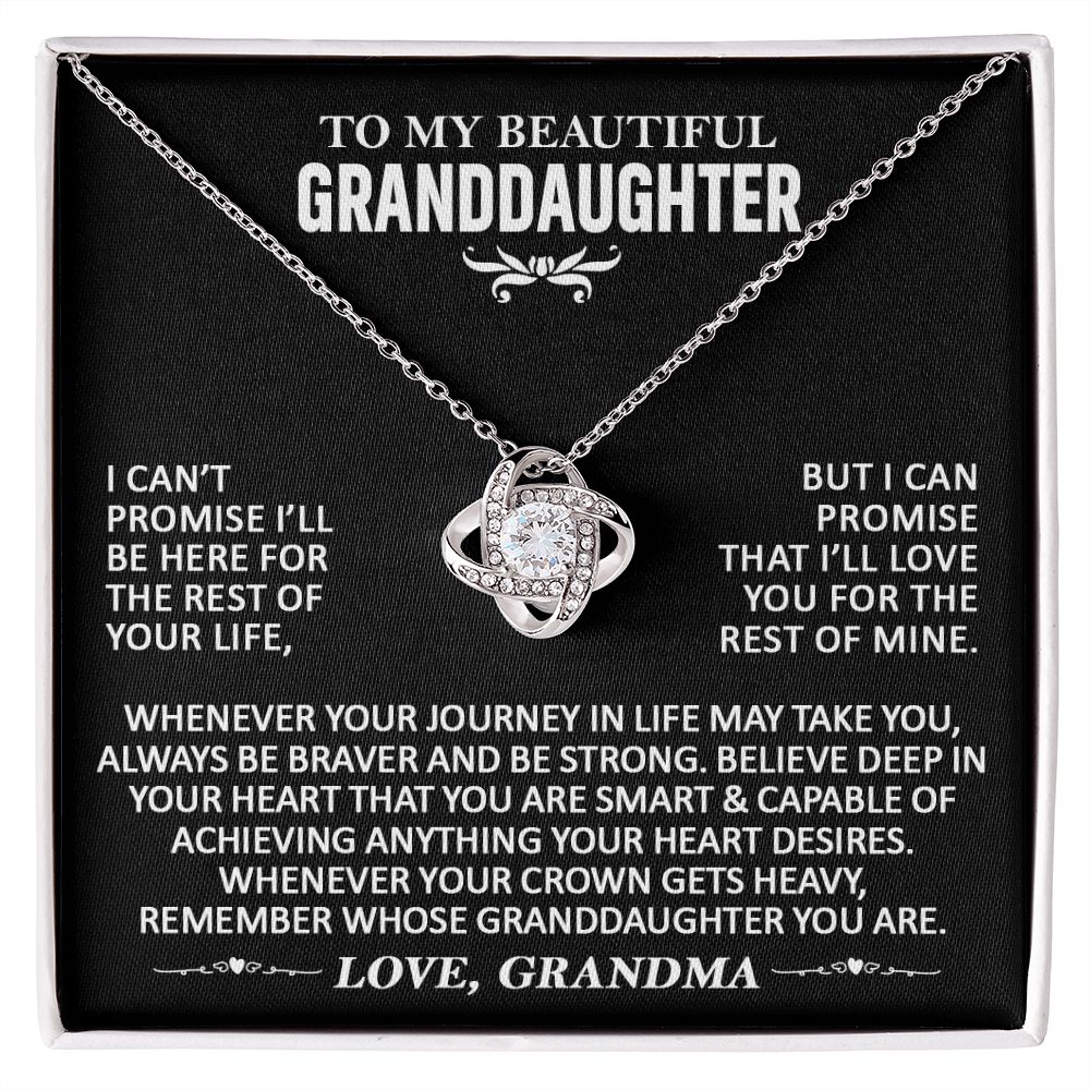 To My Beautiful Granddaughter - Love Knot Necklace - I'll Always Love You